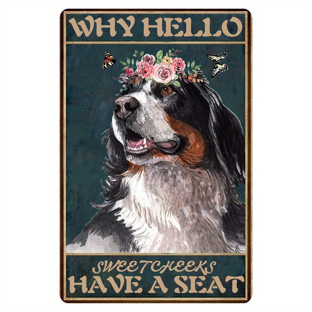 Funny Bernese Mountain Dog Squirrel Tin Sign for Home Decor