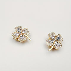 2pcs Four Leaf Clover Rhinestone Button Covers for Easter Football Spring