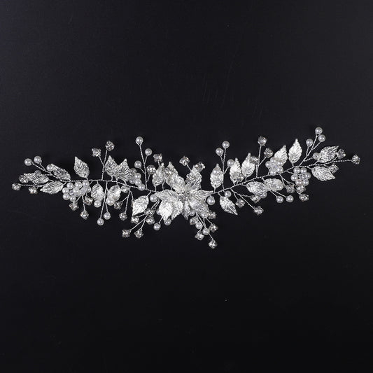 Faux Pearl Leaf Hairband Headband Rhinestone Wedding Hair Accessory