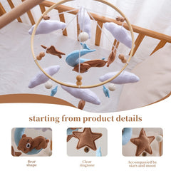 Baby Crib Cloth Mobile Coffee Bear Stars Moon Shapes Ringtone