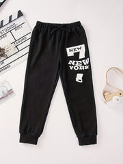 YORK Letter Print Boys Active Sweatpants Quick Drying Jogger Sports Pants