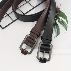 Unisex Vintage Gray Buckle PU Belt Casual Jeans Belt