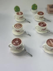 27pcs Coffee Cup, Saucer, Fork Set for Dollhouse or Party