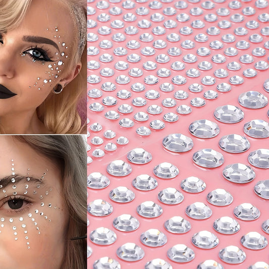 Transparent Gemstone Stickers For Face - Self Adhesive Rhinestones