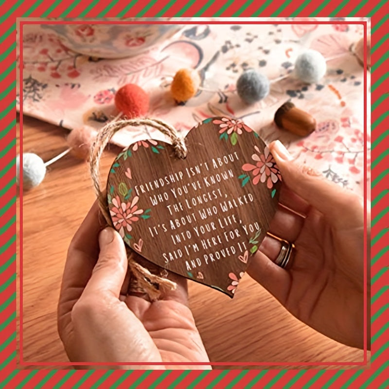 Friendship Friends Wooden Hanging Heart Sentimental Inspirational Gift