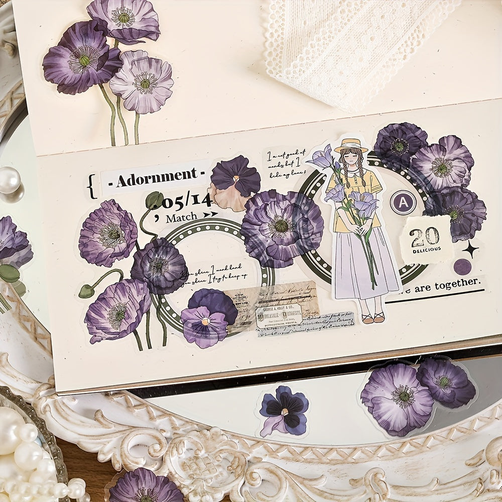 20-Sheet Retro Flower Guka Journal Sticker Pack