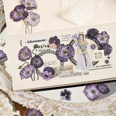20-Sheet Retro Flower Guka Journal Sticker Pack