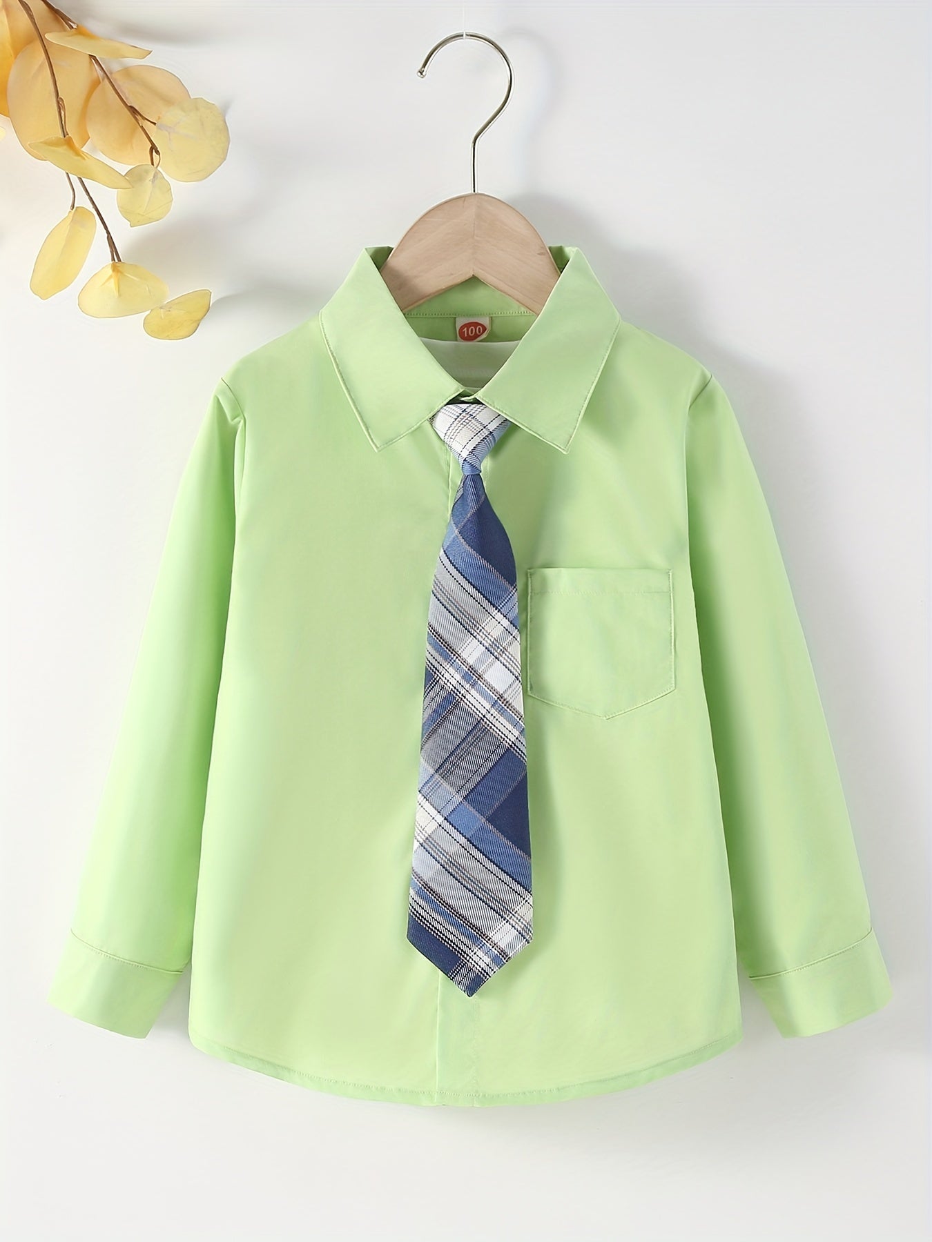 Boys Long Sleeve Shirt & Tie High School Summer Suit