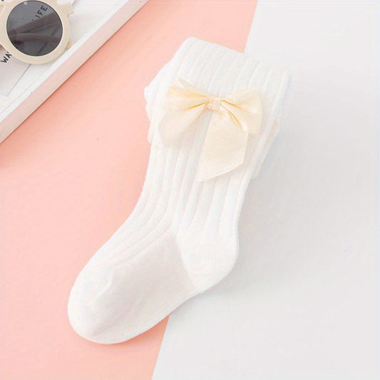 Girls Bow Decor Solid Pantyhose for Spring/Autumn