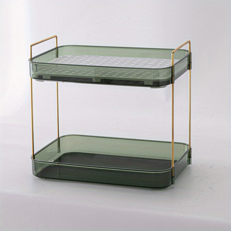 Stylish Bathroom Counter Organizer with Cosmetic Holder and Storage Shelf