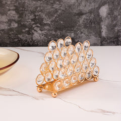 Golden Crystal Rhinestone Napkin Holder Vertical Style Paper Clip