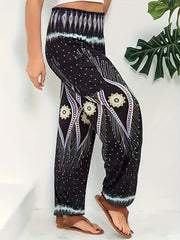  Geometric Print Harem Trousers