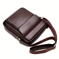 Men's Faux Leather Crossbody Bag with Adjustable Strap