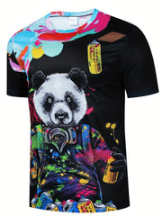 Men's Panda Print T Shirt for Spring & Summer