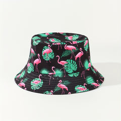 Leaf Cartoon Print Bucket Hat Graffiti Basin Hat Foldable Sunshade Cap