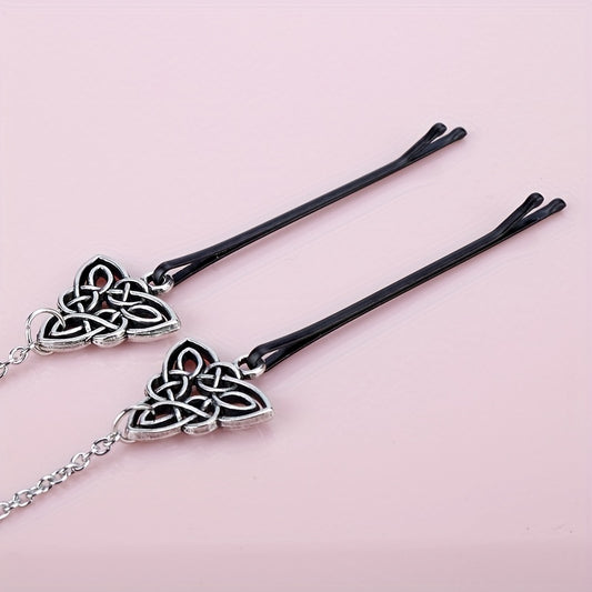 Viking Runes Hairpin Hair Clip With Metal Chain Vintage Hair Pin