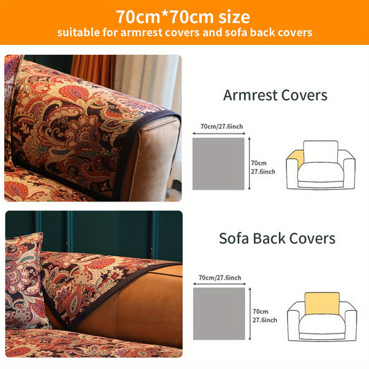 American Style Sofa Slipcover Vintage Flower Pattern Non-slip Particles
