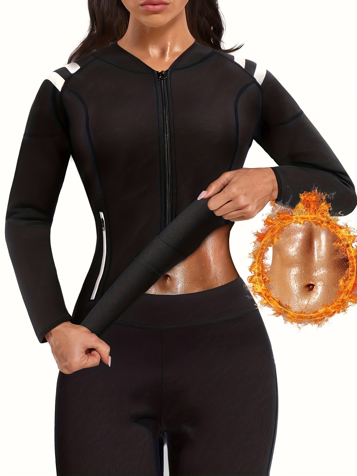 Sauna Suit Zipper Jacket for Weight Loss Fitness
