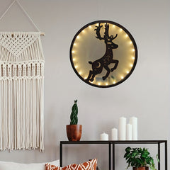LED Christmas Deer Wooden Sign Hanging Wall Sticker Pendant