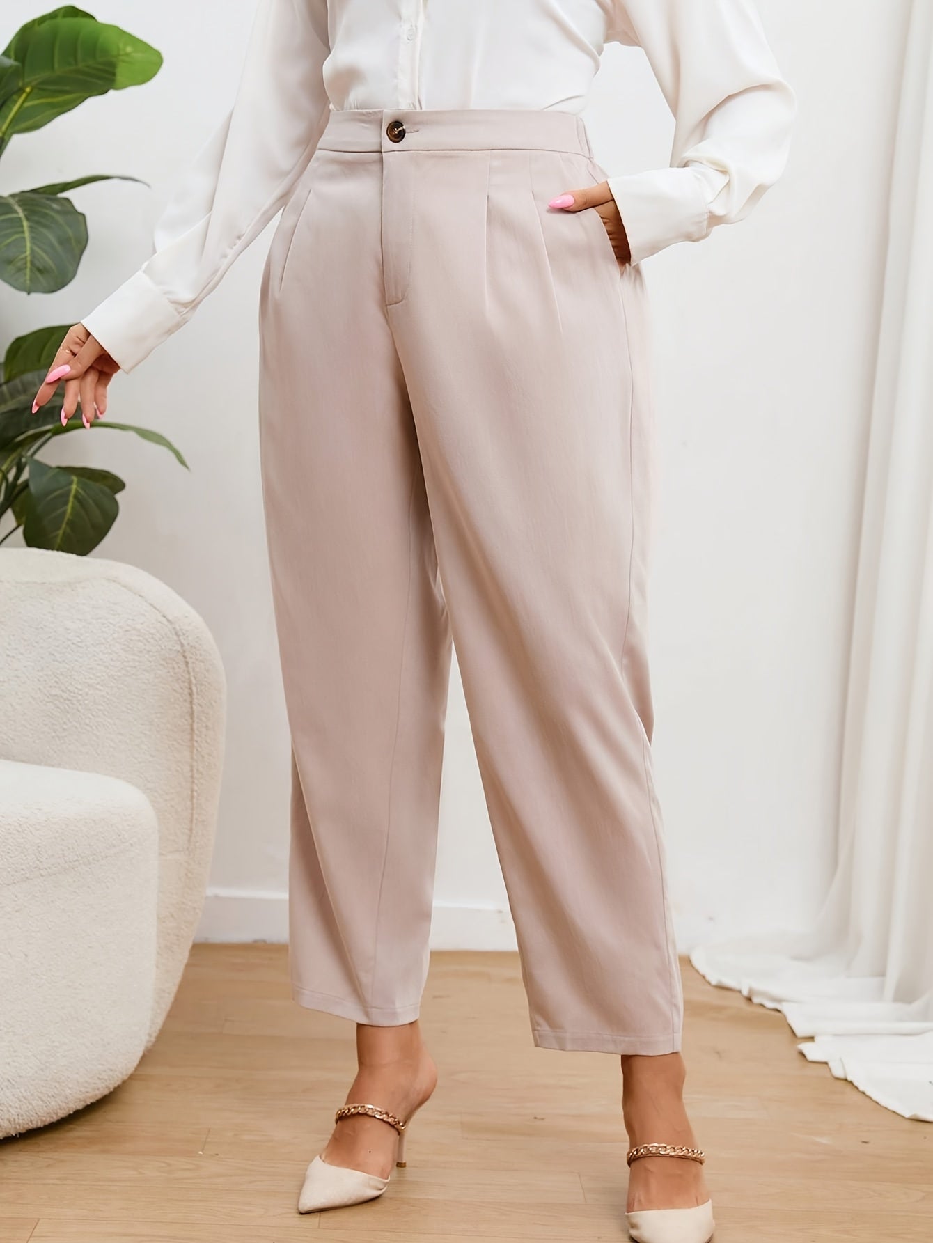  High Rise Straight Leg Trousers