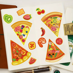 DIY Pizza Stickers - Cartoon Expression Designs for Decorations