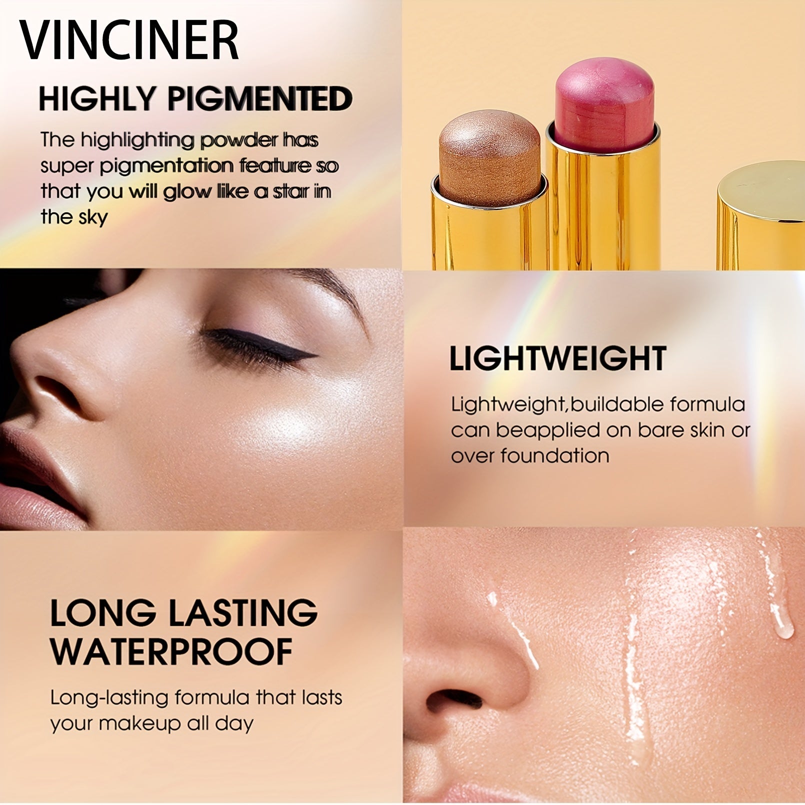 Glitter Contouring Bronzer Pen for Face Shimmer Powder Stick