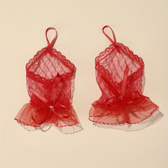 Red Lace Fingerless Gloves for Wedding Party Dress
