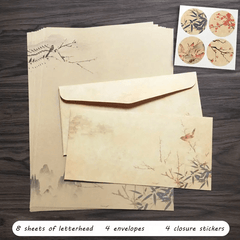 Vintage Stationery Set Ink Painting Classic Antique - Women Girls Men Boys Paper