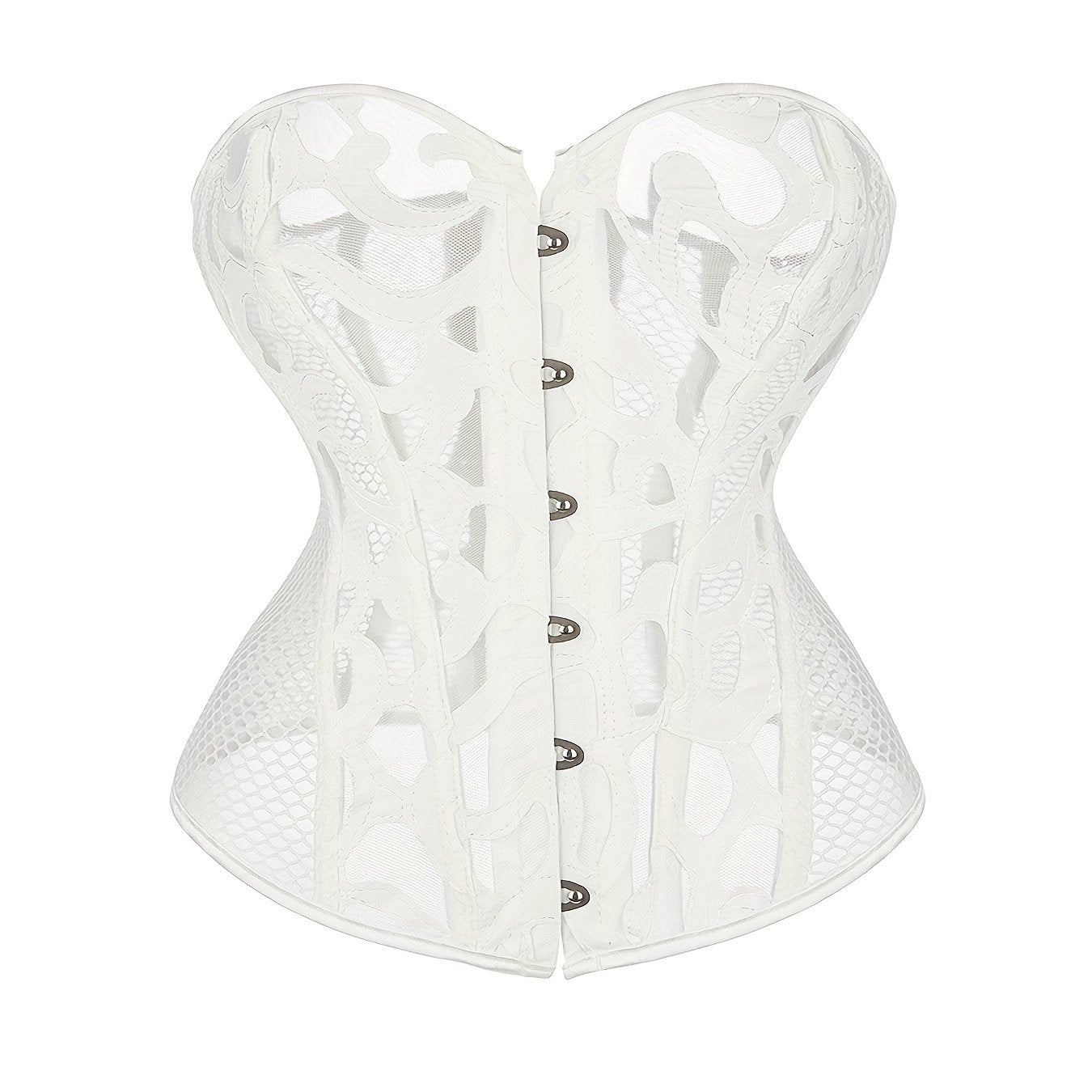 Mesh Strapless Corset Bustier Tummy Control Lace Up Body Shaper