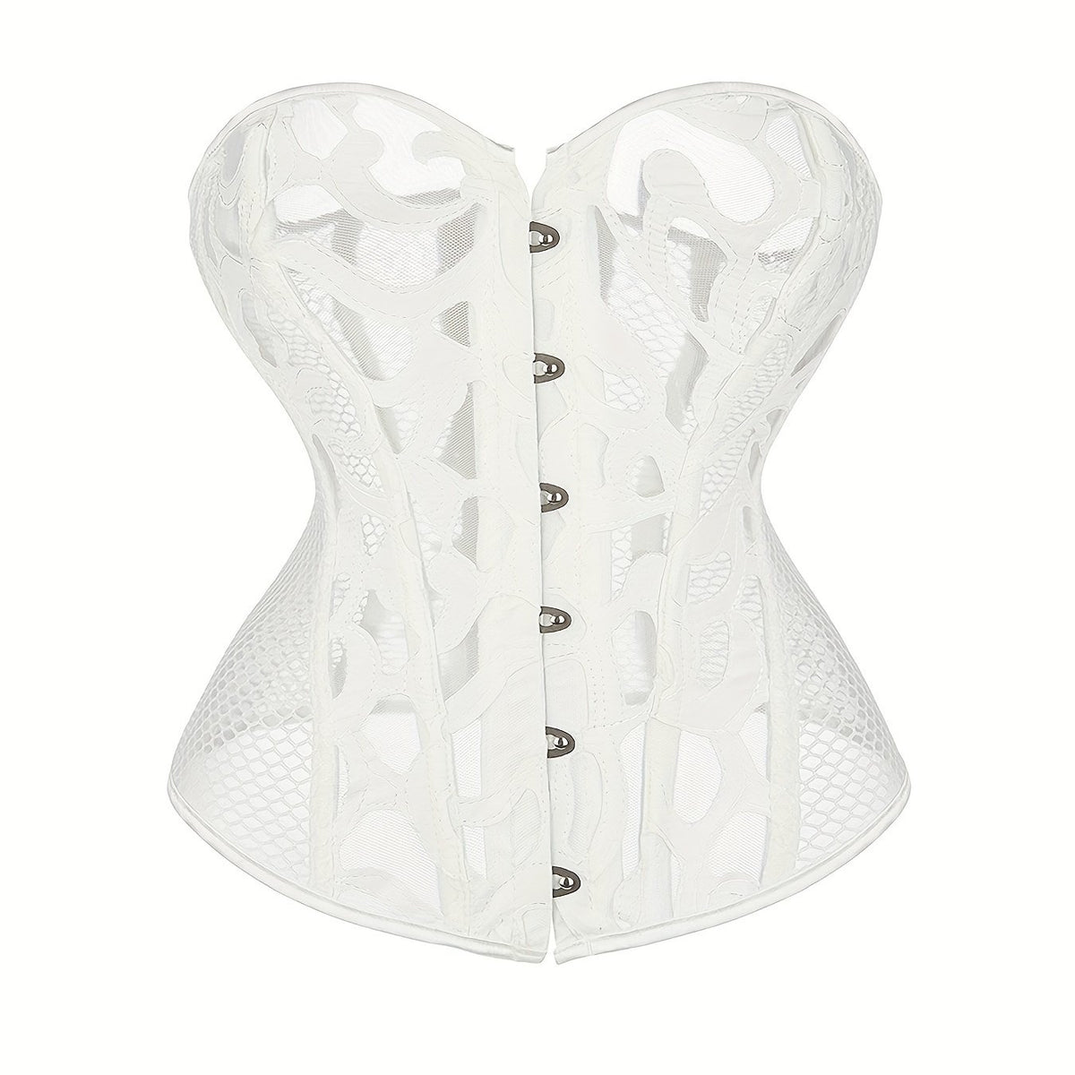 Mesh Strapless Corset Bustier Tummy Control Lace Up Body Shaper