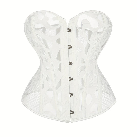Mesh Strapless Corset Bustier Tummy Control Lace Up Body Shaper