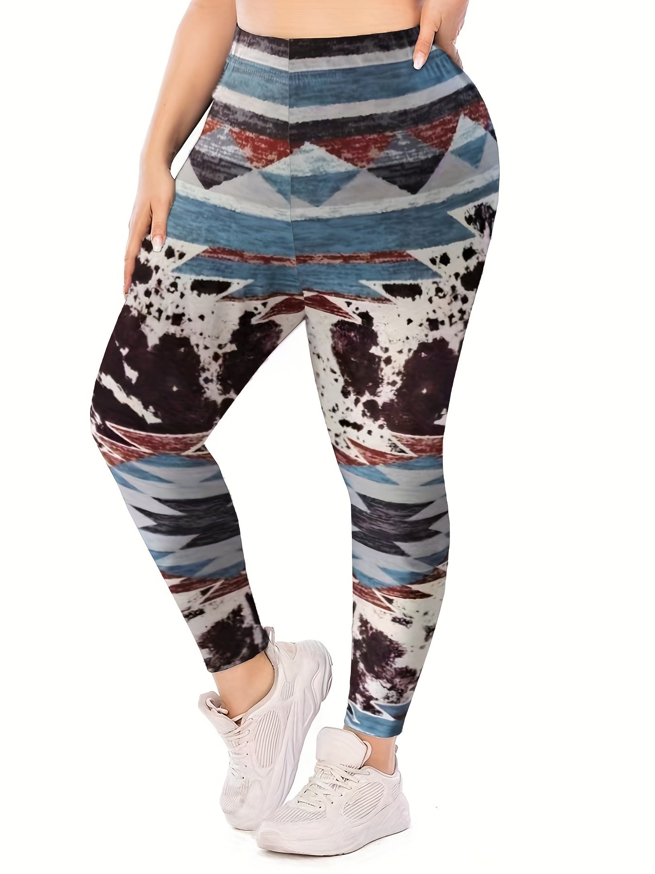  Boho Leggings Women's Plus Geometric Print Skinny Leggings