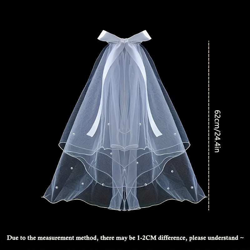 Ruffled Edge Double Layer Bridal Veil Long Tulle Wedding Accessory