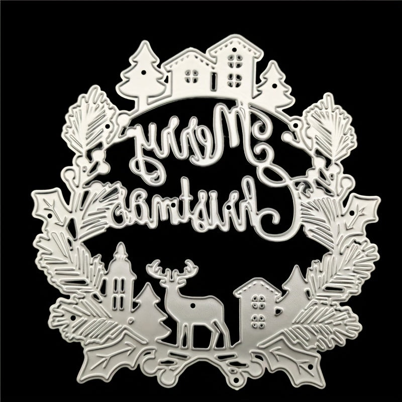 1pc Christmas House Deer Etching Cutting Mold Stencil