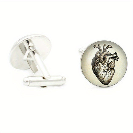 Mental Heart Cufflinks For Men Suit Shirt Cuff Link Jewelry