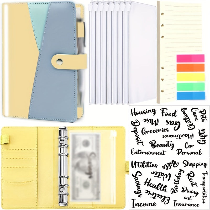 A6 Budget Binder with 8 Cash Envelopes, 40 Pages, 200 Markers, 2 Stickers