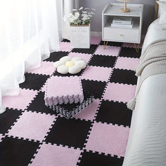 12pcs Washable Interlocking Puzzle Foam Floor Mats Pink