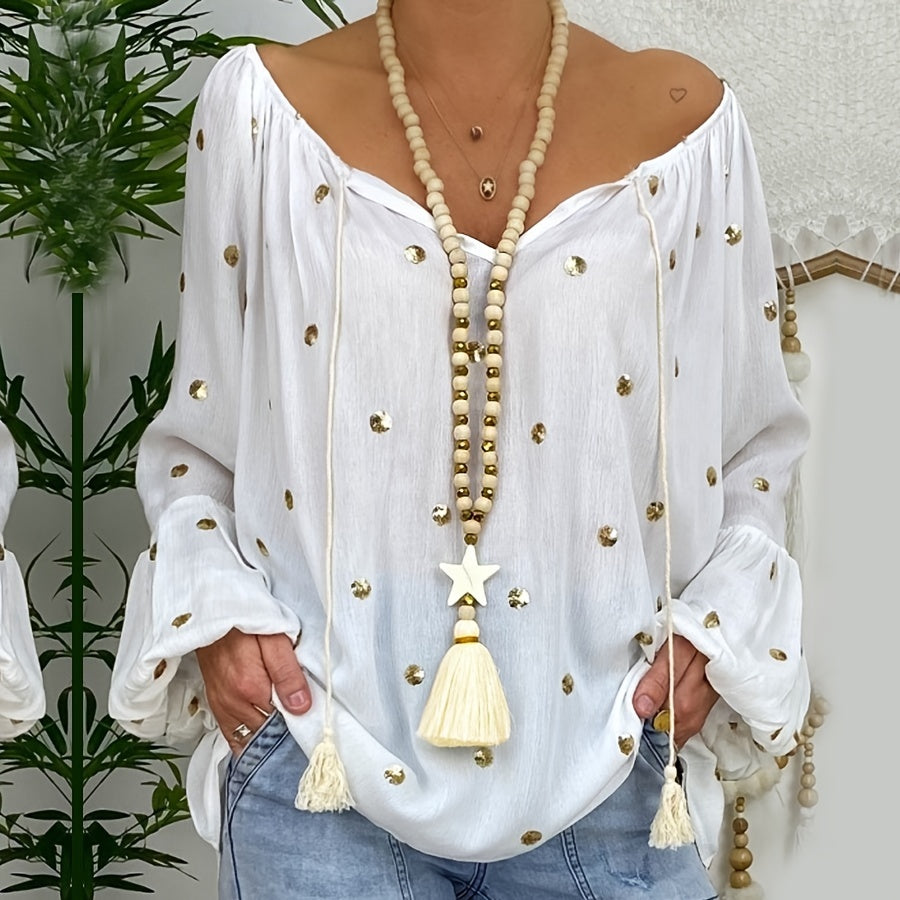 Turquoise Tassel Pendant Long Necklace Fall