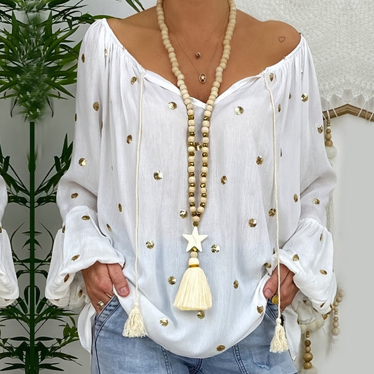 Turquoise Tassel Pendant Long Necklace Fall