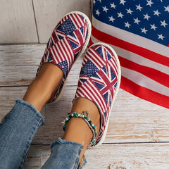 Women's Star & Striped Pattern Mule Sneakers Casual Slip On Canvas Shoes