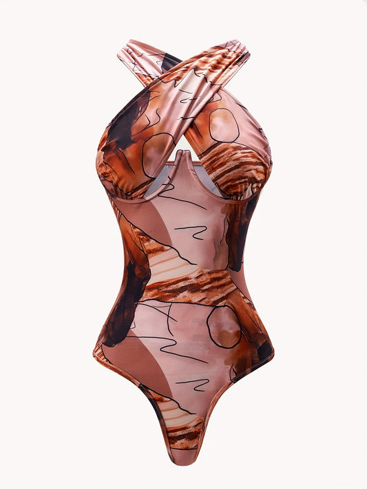Sexy Criss Cross Neck Bodysuit Sleeveless
