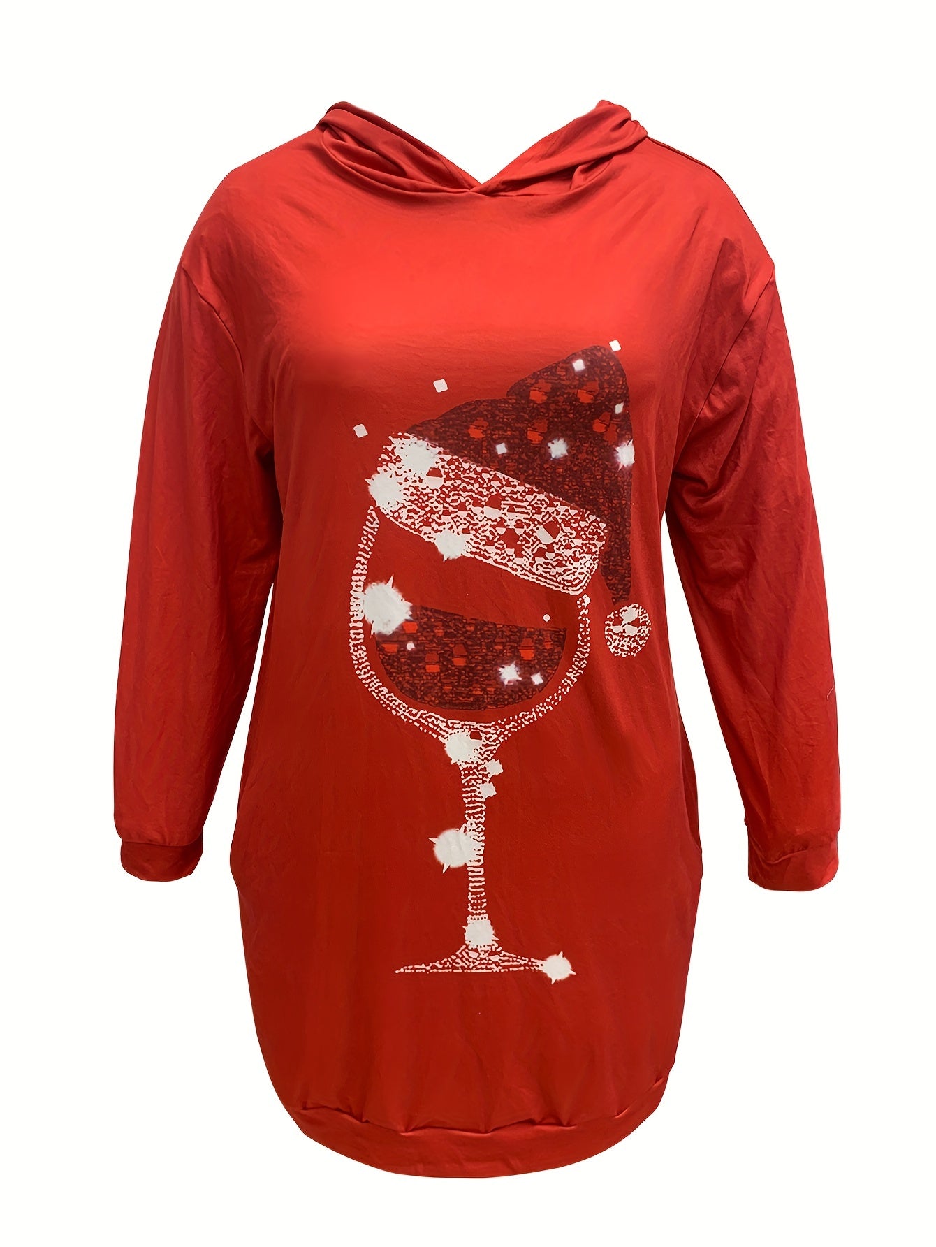  Christmas Casual Dress Women's Plus Graphic Print Mini Hoodie Dress