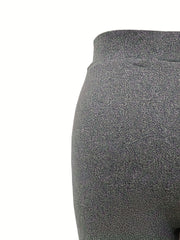  Solid Contrast Lace Flare Leg Stretch Pants