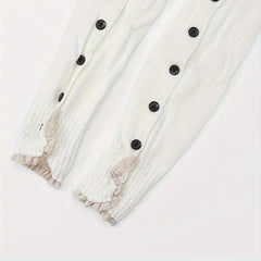Lace Trim Leg Warmers with Button Decor