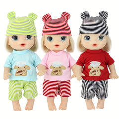3pcs Clothes Set for 10-14 inch Dolls, Fits 28" Dolls, Polyester Material