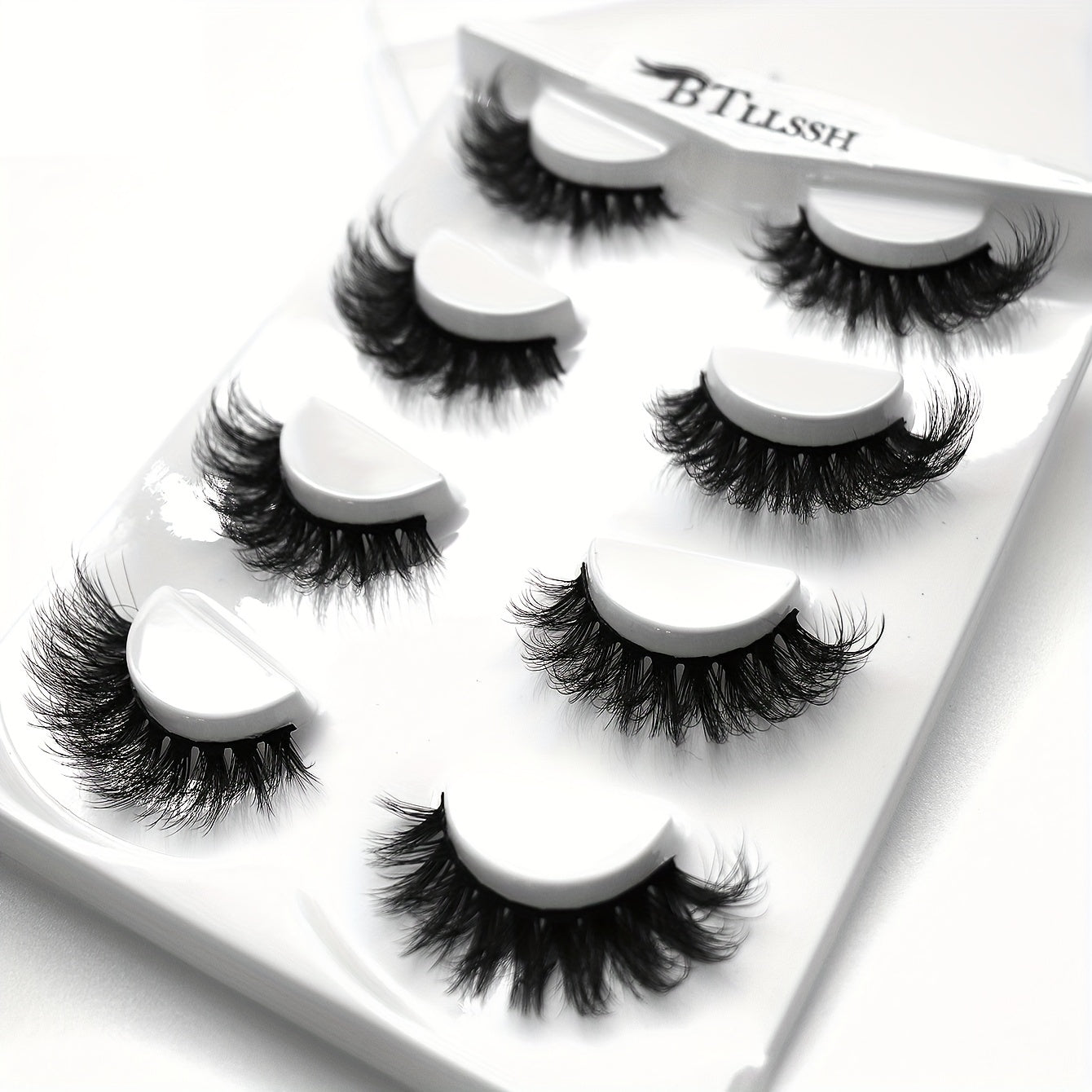 4 Pairs Fluffy Wispy False Eyelashes Daily Cat Cross Style
