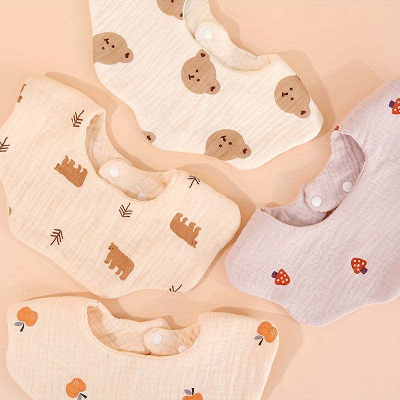 2pcs Set Baby Bibs 6 Layers Cotton Petal Bibs Infants Print Crepe Bibs