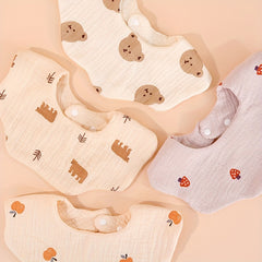 2pcs Set Baby Bibs 6 Layers Cotton Petal Bibs Infants Print Crepe Bibs