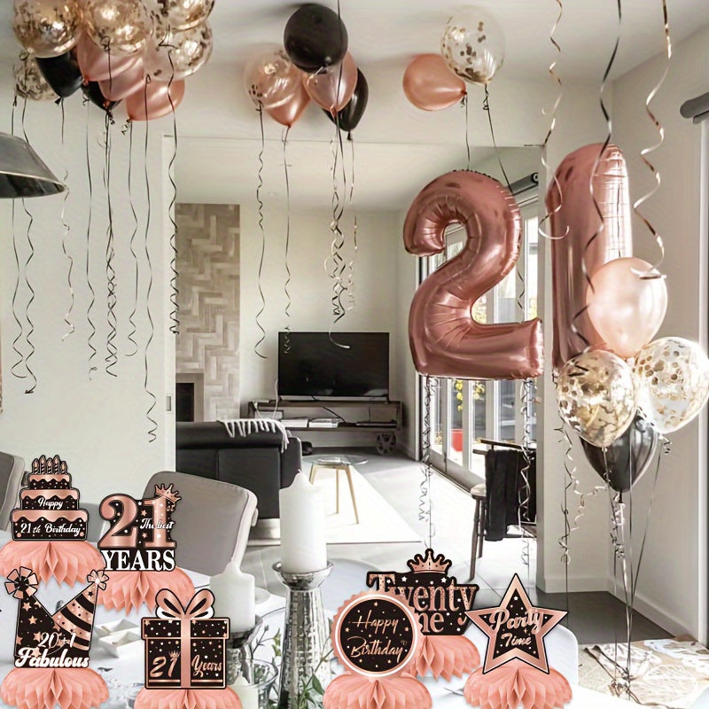 21st Birthday Table Decorations Golden Themed Party Centerpieces