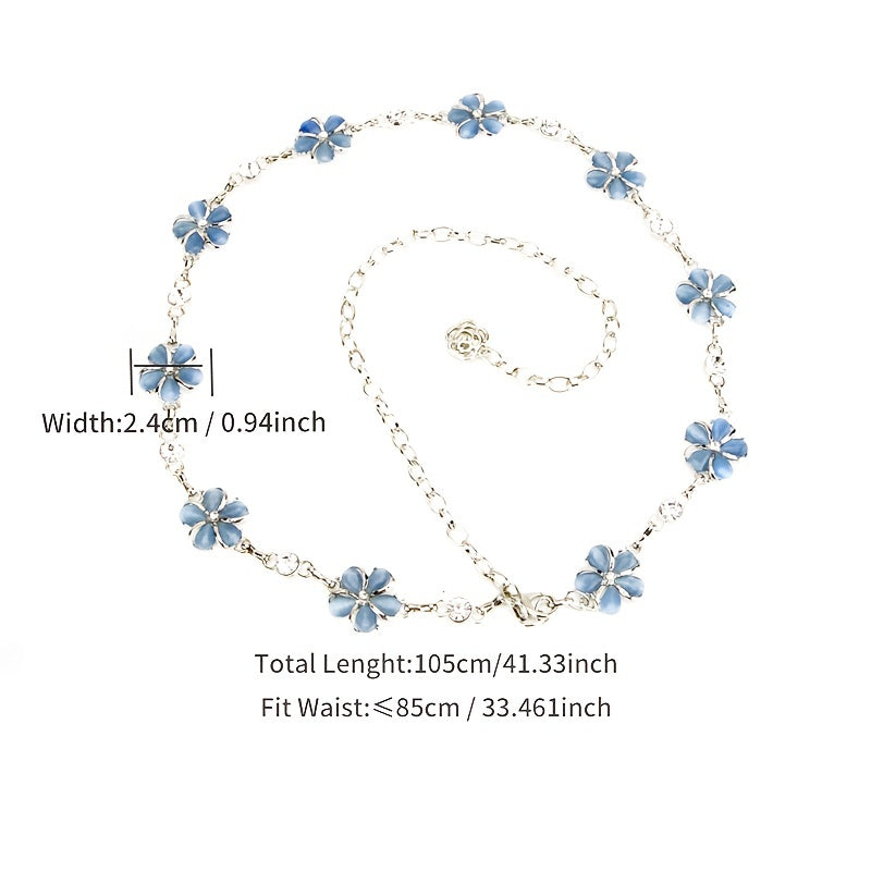 Rhinestone Flower Waist Chain for Women